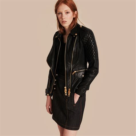 burberry diamond quilted detail lambskin biker jacket|Burberry diamond jacket.